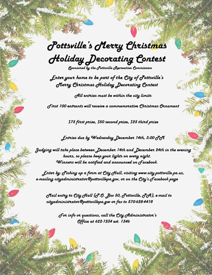 Pottsville's Merry Christmas Holiday Decorating Contest 2022